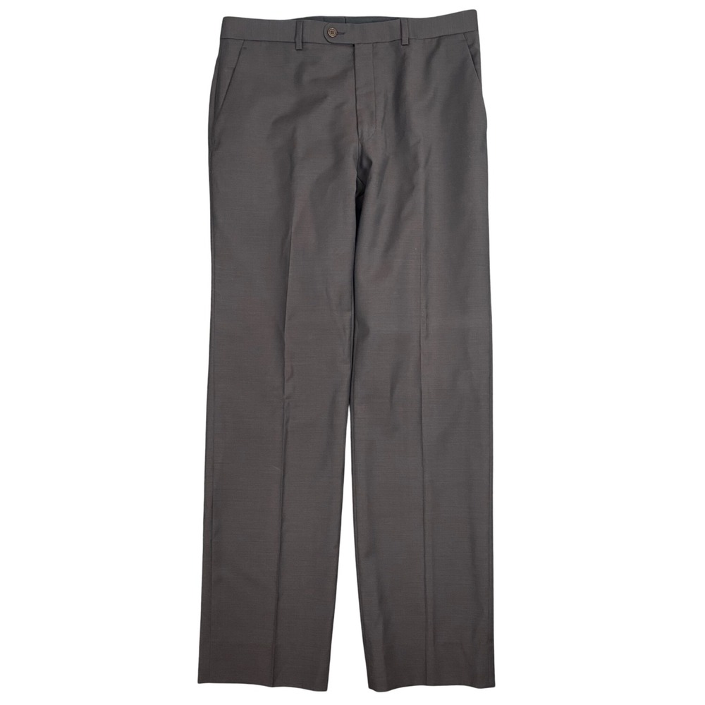 John Varvatos USA Wool Dress Pants Mens 34R Brown Slacks‎ Canada Straight Luxury